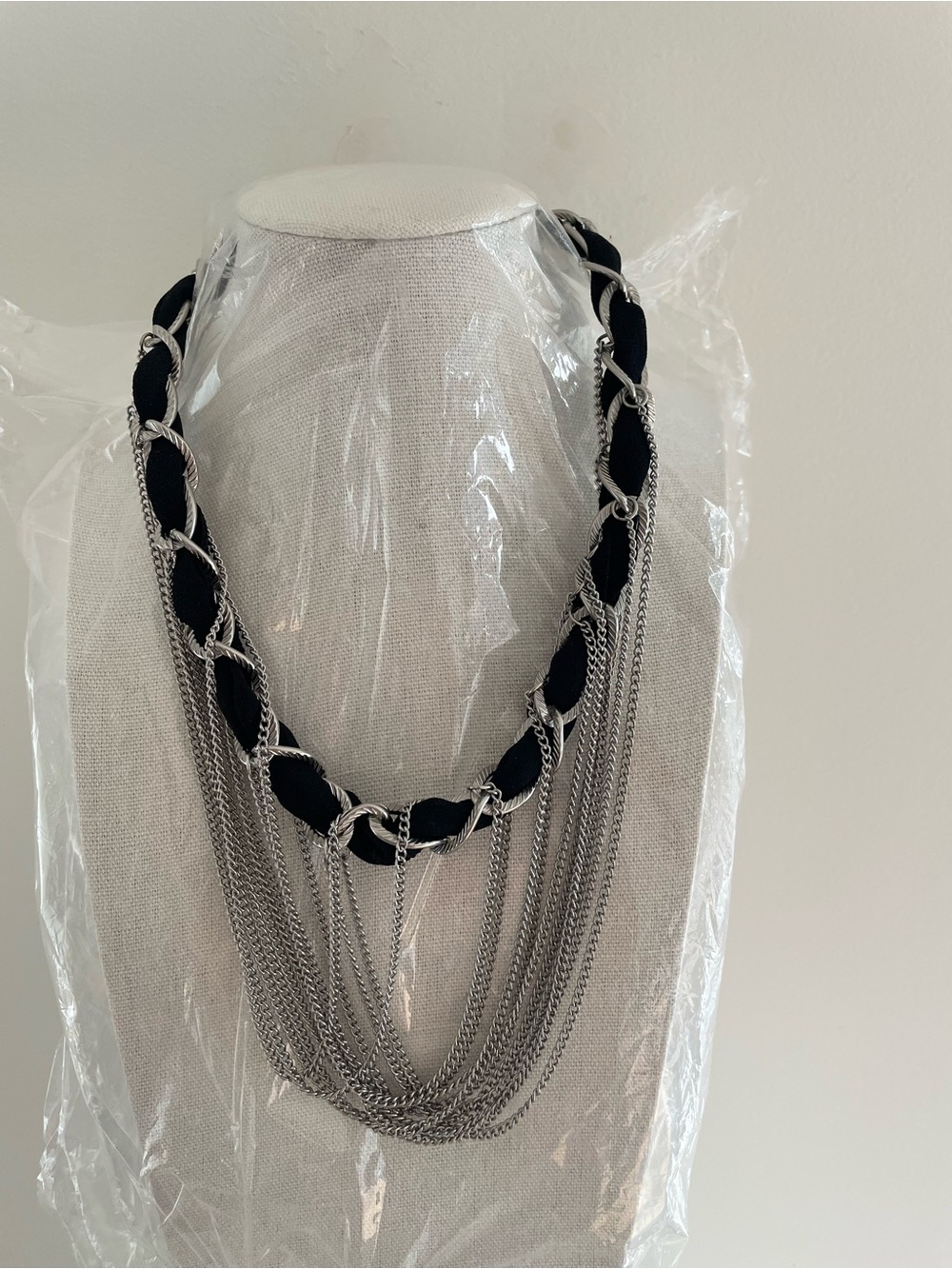 Black and Silver Multi-Chain Statement Necklace - Women Jewelry